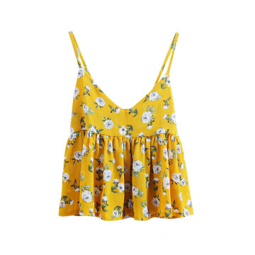 V-Neck Yellow Sleeveless Vest for Ladies